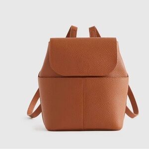 Quince Textured Flap Backpack - Cognac
